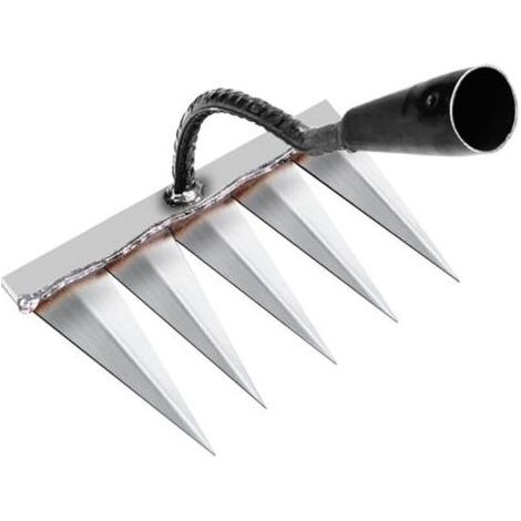Rateau Jardin, Outillage de Jardin, Rateau de Désherbage Outils Jardinage, Rateau Gazon Scarificateur Manuel 5 Dents en Acier, Houe Jardinage, pour Désherbage/Ameublissement du Sol/Semis (sans Bâton) (1/4)