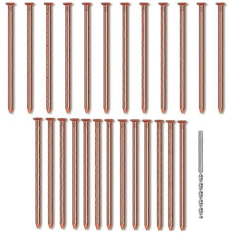25 clous en cuivre pour souches d'arbres, de 8 cm de long, en cuivre pur. (1/5)