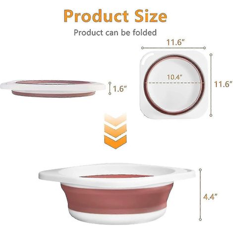 Lavabo pliable (rouge, 1) 29,5 x 29,5 x 11 cm (1/3)