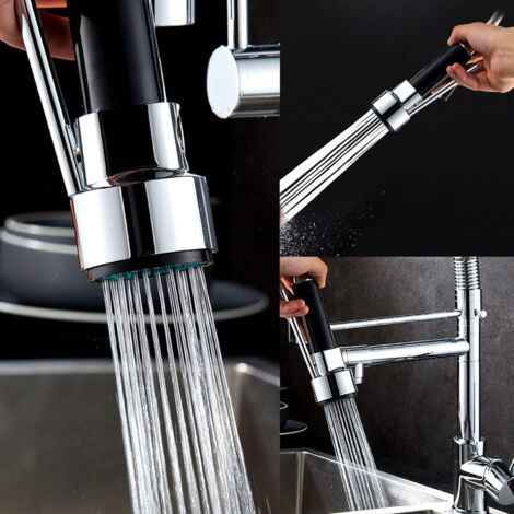 Douchette Robinet Cuisine Laiton Douchette Evier Cuisine Rétractable Mitigeur Douchette Remplacement pour Robinet Douchette Extensible, Chromé, G1/2"