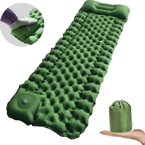 Matelas de couchage de camping avec oreiller Matelas de couchage ultra-léger avec pompe Coussin d'air extérieur durable et imperméable (1/3)
