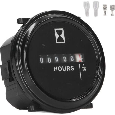 Compteur horaire 99999,9 heures AC DC, compteur horaire universel, jauge mécanique à quartz ronde entièrement scellée 6-80 V (1/5)