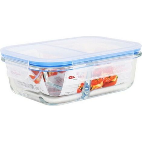 fiambrera taper rectangular 2 compartimentos con tapa hermetica 580 ml quttin (1/2)
