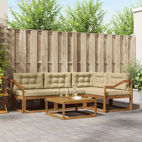 vidaXL  Outdoor Sofa Set  with Cushion 5 pcs Natural and Beige