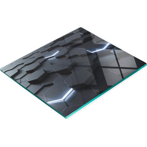Pannello decorativo multifunzionale da cucina in vetro temperato con motivo astratto, 60x52 cm. (1/5)