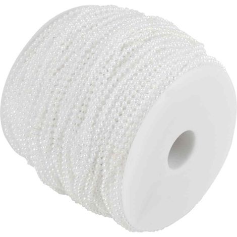 1 rouleau guirlande de perles, 100 m, diamètre 2,5 mm, matière ABS imitation perle, couleur beige, pour décoration mariage Noël fenêtres (1/5)