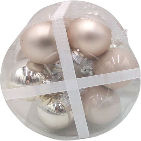 Weihnachtsbaumkugeln aus Glas 12er-Set 3cm Christbaumschmuck Weihnachtsdeko TOP - champagner