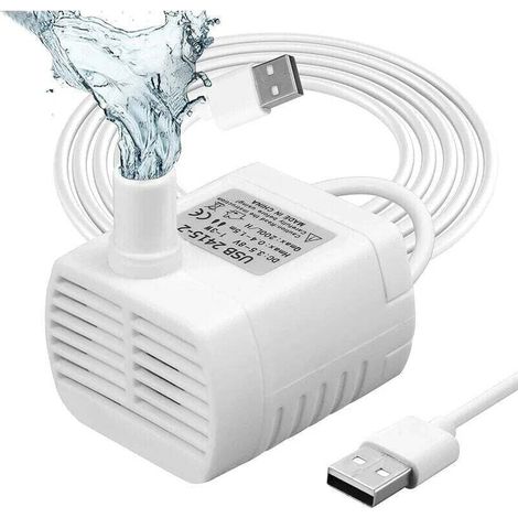 Mini Pompe à Eau Submersible, Pompe de Fontaine 3W Ultra-Silencieuse Améliorée, Pompe Fontaine à Eau Chat USB 200L/H pour Aquarium, Statuaire et Culture Hydroponique DC 3,5-9V (0,4-1,5 M)