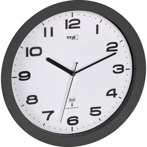 Horloge murale TFA Dostmann 60.3554.10 radiopiloté(e) 50 mm x 320 mm anthracite mécanisme d'horloge silencieux (1/3)