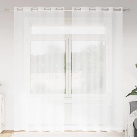 Rideau en Voile 2 pc Blanc 260 x 140 cm Polyester (1/5)
