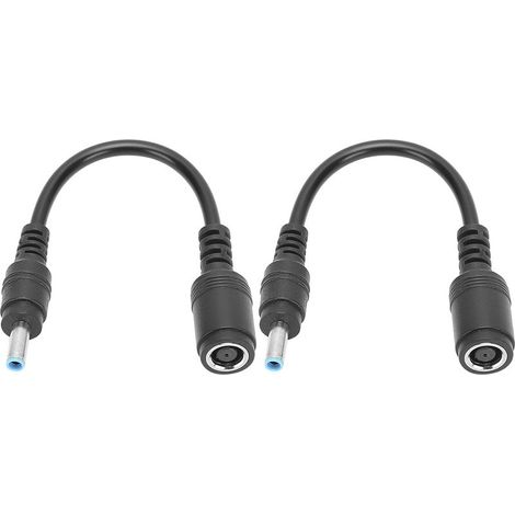 Schwarzer Adapter (2er-Pack) von Buchse auf Stecker für HP/Dell, gerade auf abgewinkelt, 7,4 x 5,0 mm auf 4,5 x 3,0 mm (1/5)