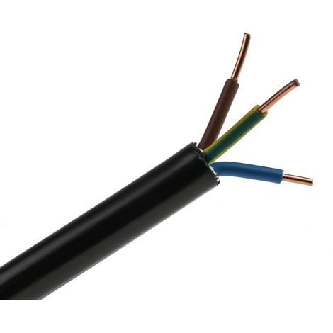 Rs Pro – Câble électrique d'alimentation 3G2,5 mm² – Gaine PVC noir retardant à la flamme – Longueur 50m – Tension 1 kV