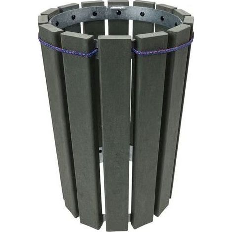 Poubelle Ronde avec Tendeur Extérieur 90L Escapade Gris Hauteur 77cm - A398117 (1/4)