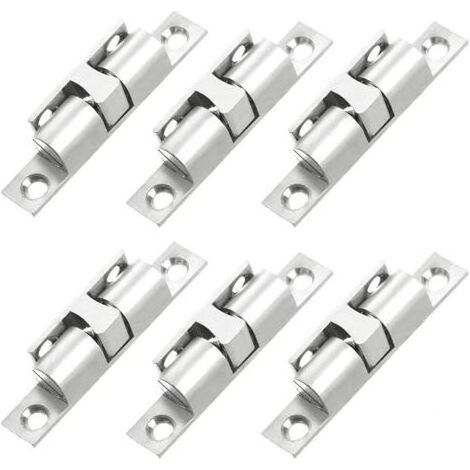 6 pièces Rouleau à billes Loquet de Porte à Rouleaux Doubles Double Loqueteau à Billes pour Placard Meubles Porte Armoire Loquet Serrure de Portiere(Argent) (1/5)