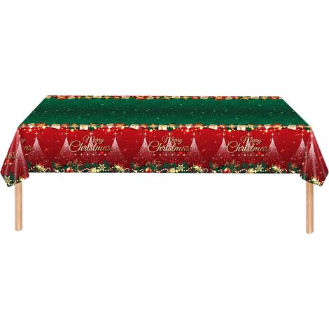 Nappe De Table De Noël - Motif Guirlande À Paillettes Et Arbre De Noël - Rectangulaire Jetable - 137 X 274 Cm - 1 Pièce (1/4)