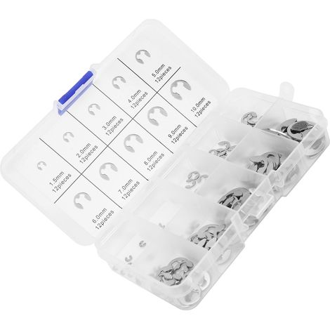 Kit de 120 Rondelles Circlips en Acier Inoxydable, Anneaux de Retenue M1.5 à M10 pour Arbres (1/5)
