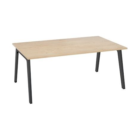 Bureau manager Exprim chêne clair piétement métal anthracite L 180 x P 100 cm - Maxiburo (1/4)