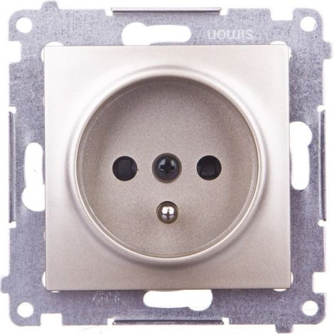 Prise simple Simon 54 avec ou sans 16 A IP20, obturateur de rail, connecteurs rapides, or mat DGZ1CZ.01/44
