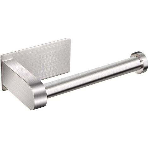 Portarrollos de papel higiénico, portarrollos de papel higiénico de pared sin taladrar, portarrollos de papel higiénico de acero inoxidable 304 con estante para baño, estante de baño plateado -Crezuo