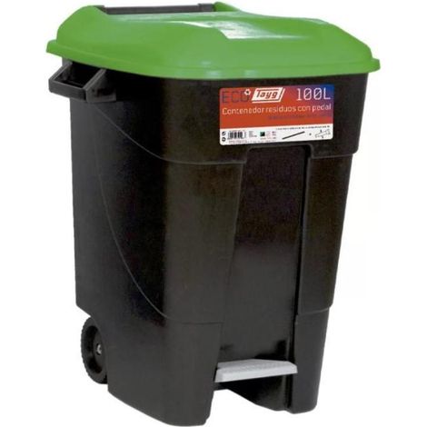 Cubo basura con pedal - 100 l - Gris/Negro - 60x57x77 cm