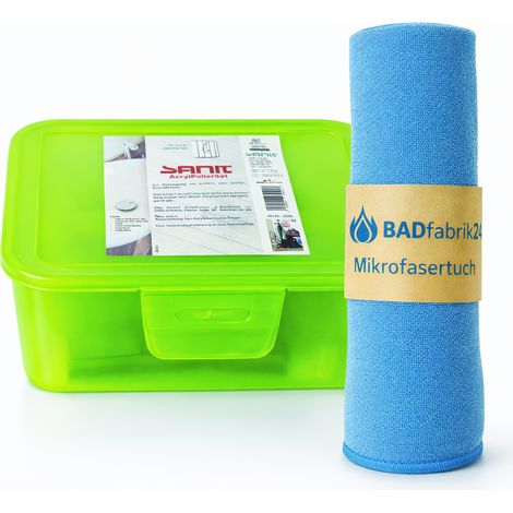 BADfabrik24 Sanit Acryl-Polierset in weiß für Acryl, Keramik und Emaille + Mikrofasertuch