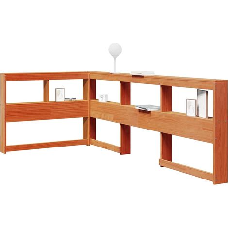 Bookcase Headboard L-Shaped Wax Brown 80 cm Solid Wood Pine vidaXL (1/5)