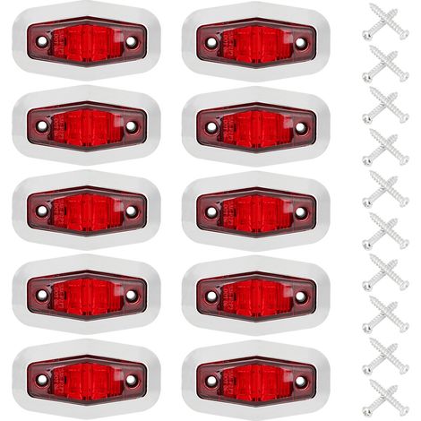 Lot de 10 feux rouges latéraux à 2 LED pour camion, indicateur de signalisation, lampe de gabarit (1/5)