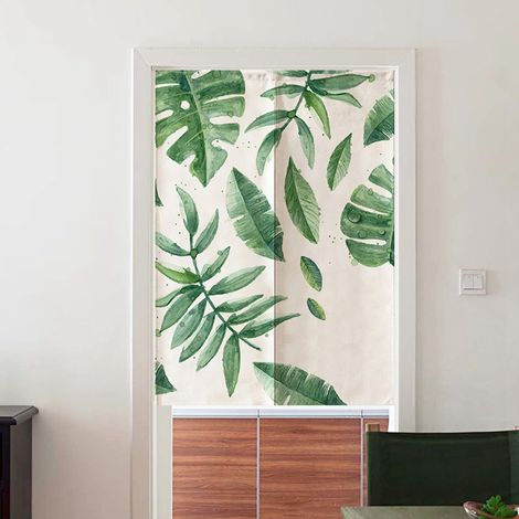 Rideau de porte/séparateur de chambre pour enfant, imprimé de feuilles vertes, style japonais, 85 x 120 cm (1/5)