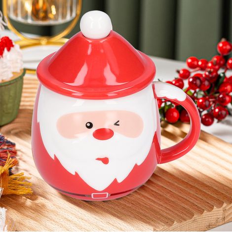 Tasse Céramique de Noël 450ml avec Couvercle et Cuillère, Grande Capacité pour Café, Thé ou Lait, Idéale pour la Maison (1/5)