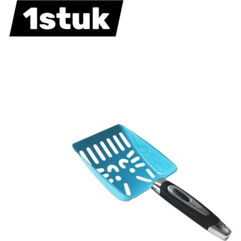 Lot de 1 pelle à litière pour chat acier inoxydable pelle tamis hygiénique et durable facilite le nettoyage du bac à litière motif chat bleu (1/4)