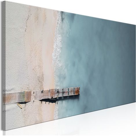 Tableau Imprimé "Sea & Wooden Bridge Narrow Grey" 40 x 120 cm (1/2)