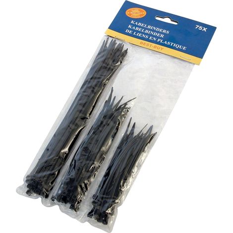 Colliers plastique 3 tailles 75 pieces