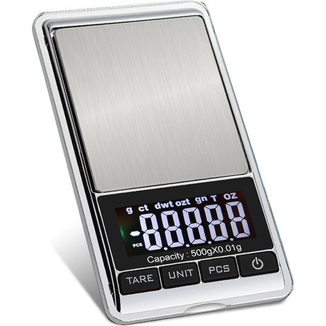 500g x 0,1g Balance de Précision Balance de Poche Balance de Cuisine, Balance de Precision 0,1g, Balance de Bijoux avec Affichage LCD et Fonction Tare(pile non incluse)