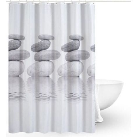 Rideaux de Douche, Rideau de Douche Tissu, Rideau de Douche Anti-moisissure, Rideau de Douche Imperméable, Polyester, Lavable en Machine(180CMx180CM) (1/5)
