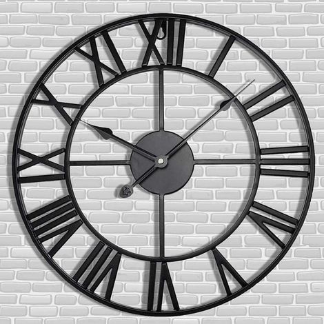 AIDUCHO Horloge Murale Vintage, Horloge Murale en Métal de 50 cm 3D Murale Industrielle Horloge Murale Vintage, Horloge Moderne pour Décoration de Salon Noir (1/5)