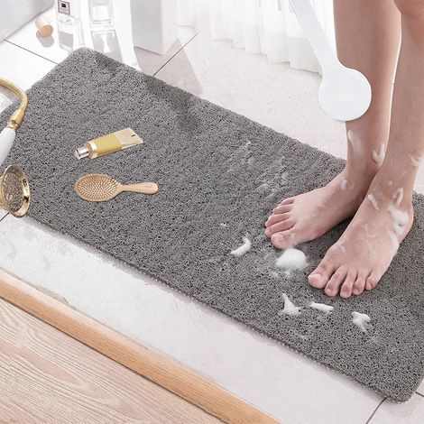 Tapis de bain antidérapant en PVC Luffa,Tapis de bain doux et confortable,Gris,Avec vidage,Pour baignoire et douche, accessoires de salle de bain, tapis de bain à séchage rapide pour zones humides (1/5)