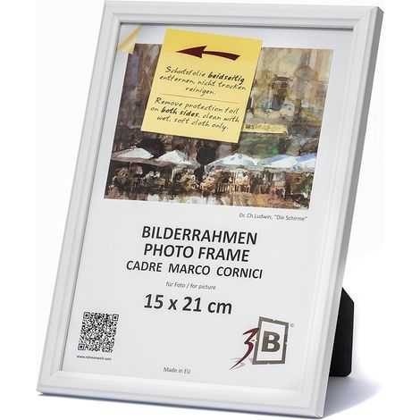 Cornice portafoto bianca 15x21 cm in legno, formato verticale A5