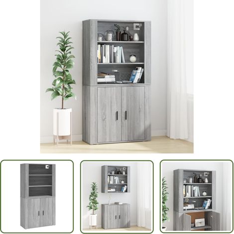The Living Store Buffet haut Sonoma gris Bois d'ingénierie - Buffet Design Moderne - Buffet En Bois - Buffet Rangements - Buffet Salon - Buffet Cuisine (1/5)