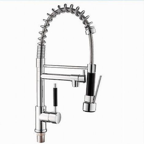 Cleafe - Rubinetto Lavello Cucina A 2 Vie Orientabile Con Doccetta In Ottone Cromato 59286 - (1/5)