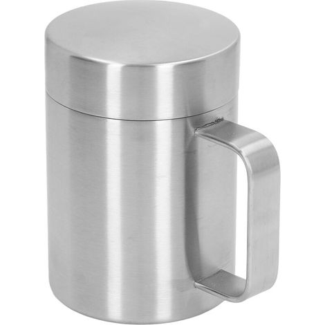 Minimalist and elegant stainless steel coffee mug, large capacity (400 ml), with lid, ideal for home (1/5)