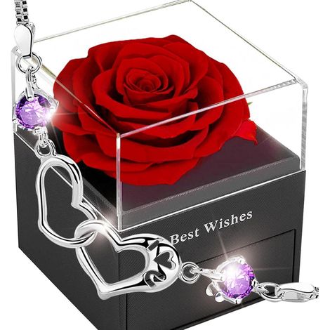 Ewige Rosen Geschenkbox Rot Hochzeit Valentinstag Muttertag Frauen Birthday (1/5)