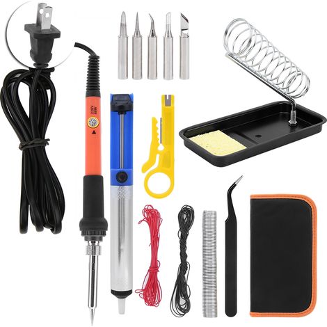 Lot de 15 pièces Fer à Souder Électrique 60W Orange, Outils de Soudage à Température Réglable (1/5)