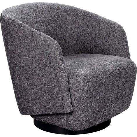 Fauteuil rotatif 360° en tissu doux gris ardoise pied noir – CAMILA (1/5)