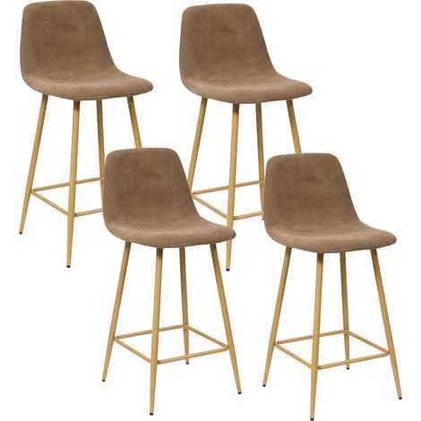 Lot de 4 tabourets de bar en velours côtelé ROKA