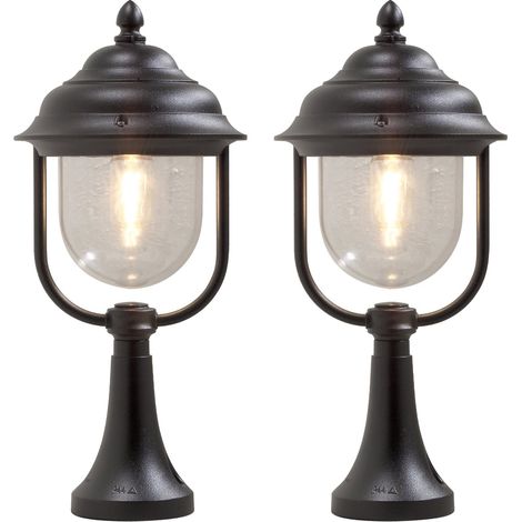 2er-Set schwarze Sockelleuchten PARMA aus Aluminium, E27, IP43, H.: 54 cm (1/3)
