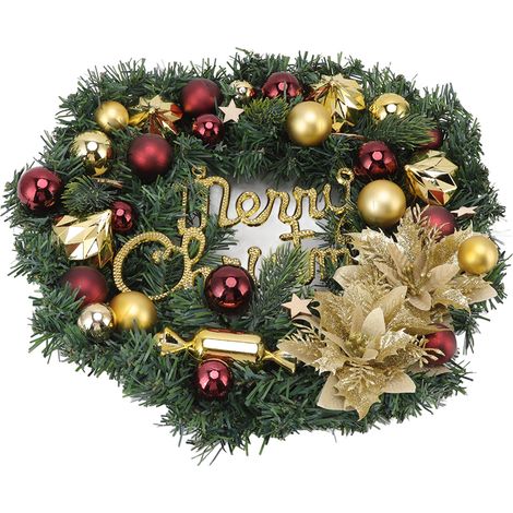Couronne de Noël artisanale aux couleurs vives, artificielle, pour porte d'entrée, fenêtre, jardin, cheminée (1/5)