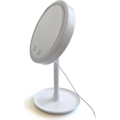 Specchio da tavolo con led in plastica bianco cm. L.20 P.17 H.35