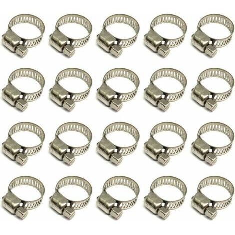 20 Pieces Pipe Clamp, Adjustable Pipe Clamp 10-16mm, 304 Stainless Steel Hose Clamp, Metal Hose Clamp, for Pipe, Home Gas, Water Pipe, Cable, Faucet, Etc z (1/5)