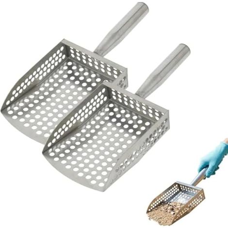 Rateau à sable, pelle à sable pour détection de métaux, tamis de plage en acier inoxydable robuste avec poignée, rateau et tamis pour la chasse au trésor et le peignage de plage (1)