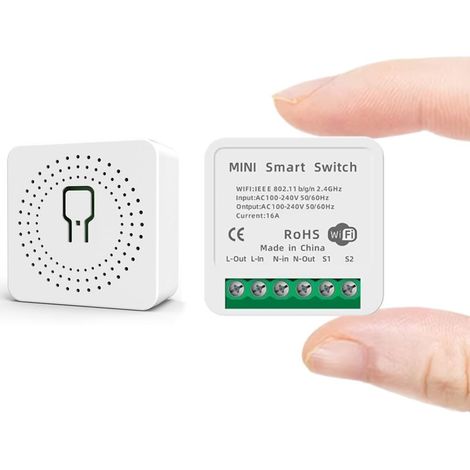 Interrupteur intelligent programmable WiFi 2,4 GHz compatible avec Tuya, Google Home, Alexa, SmartLife et SmartThings. Minuterie. 16 A max., 3 500 W. Blanc. (1/5)